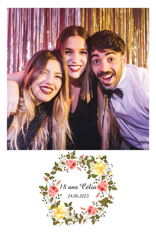 photobooth selfie borne événement fête mariage fleurs
